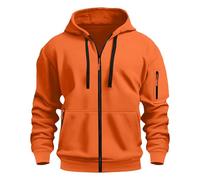 Men's Full-Zip Fleece Hoodie Classic Plain Hooded Sweatshirt Long Sleeve Jacket with Zipper Pocket Comfortable Zip-Up Hooded Top Men's Hoodie Classic Ideal Weekend Wear