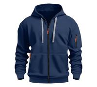 Men's Full-Zip Fleece Hoodie Classic Plain Hooded Sweatshirt Long Sleeve Jacket with Zipper Pocket Comfortable Zip-Up Hooded Top Men's Hoodie Classic Ideal Weekend Wear