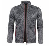 Mens Full Zip Fleece Jacket Warm Winter Outdoor Hiking Walking Zip Up Micro Fleece Jacket Coat Stand Collar Military Warm Sherpa Lined Jackets Sweatshirts Windproof Thick Outerwear with Pockets