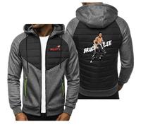 Mens Full Zip Hooded Sweatshirt for Bruce Lee Print Casual Jacket Long Sleeve Cardigan Fleece Pullover Coat - Teen Gift- Dark Gray||M