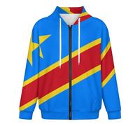 Men's Full-Zip Hoodie Long Sleeve with Pockets Hooded Jacket S-5XL Oversized Democratic Republic of the Congo Flag Print Adult Sweatshirts Zipped Unisex Casual Sportswear XL