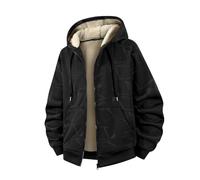 Men's Full Zip Jacket Winter Fleece Lined Thickened, Geometric Pattern Bomber Hoodie Thermal Casual Outdoor Sweatshirt Cardigan Hooded Outerwear Sweatshirts