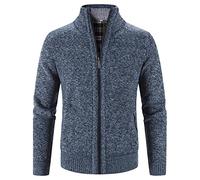 Men's Full Zip Up Cardigan Sweaters Regular Fit Flannel Lining Knitted Cardigans Zipper Thick Knit Sweater Coat, Blue, Medium
