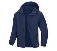 Mens Full Zipper Softshell Waterproof Jacket Lightweight Outdoor Hiking Rain Hooded Windbreak Coat for Fishing Camping Hunting Climbing Plain Military Work Hoody Raincoat Outerwear with Pocket