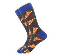 Men's Fun Dress Socks, Colorful Funky Socks for Men, Fancy Novelty Funny Patterned Casual Combed Cotton Office Socks,Mid Calf Cool Crazy Socks Unique & Striking Design 1 Pair-Pizza 6-11
