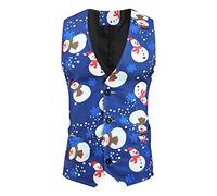 Men's Fun Waistcoat Christmas Festive Happy Santa Xmas Waistcoa Men Christmas Vest for Men Suit Regular Fit Graphic Party Wedding Christmas Suit Vest Pockets Christmas Dress Waistcoats for Men UK