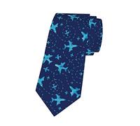 Men's Funny Airplane Ties Funky Pilot Skinny Necktie Navy Blue Novelty Tie for Party Business Date Wedding