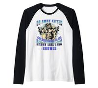 Mens Funny Alpha Wolf Go Away Kitten Dont See Daddy Werewolf Meme Raglan Baseball Tee