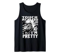 Mens Funny Bearded Monkey Touch My Beard Tell Me Im Pretty Retro Tank Top