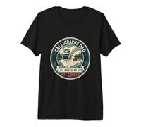 Mens Funny Calligraphy Dad Hand Lettering Artist Father's Day Premium T-Shirt