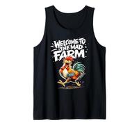Mens Funny Chicken Dad Welcome to the mad Farm with Crazy Rooster Tank Top