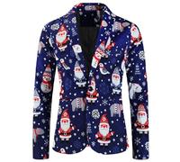Men's Funny Christmas Blazer Santa Claus Ugly Xmas Novelty Jacket Slim Fit One Button Coats Snowflakes Snowman Suit Jackets Christmas Tree Coat Business Wedding Tuxedo Blazer Dinner Party Wear