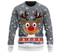 Men's Funny Christmas Jumper, Men's Ugly Christmas Jumper, Christmas Jumper with Reindeer Pattern, Ugly Christmas Sweater, Christmas Long Sleeve Shirt, Xmas Winter Jumper, Funny Christmas Outfit, gray