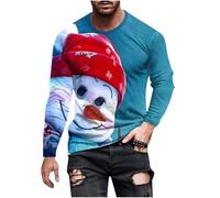 Men's Funny Christmas Shirt 3D Printed Snowman Pullover Crewneck Sweatshirt Ugly Xmas Jumper Long Sleeve Pullover Festive Novelty Tops Casual Loose Sportswear Comfortable Blouse