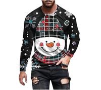 Men's Funny Christmas Shirt 3D Printed Snowman Pullover Crewneck Sweatshirt Ugly Xmas Jumper Long Sleeve Pullover Festive Novelty Tops Casual Loose Sportswear Comfortable Blouse
