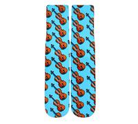 Mens Funny Crazy Socks Unisex Novelty Cool Funky 3D Printed Crew Socks Boys Patterned Basketball Tube Socks Christmas Gifts, Violin Music Theme, Medium