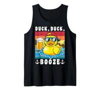 Mens Funny Duck Duck Booze Cruise Duck Drinking Beer Tank Top