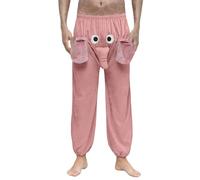 Mens Funny Elephant Lounge Pants Novelty Humorous 3D Cartoon Pajama Bottoms Flannel PJS Shorts Nightwear Loungewear Animal Themed Boxer Trousers Prank Gifts for Men Strange Pyjamas