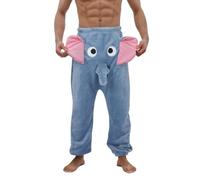 Mens Funny Elephant Lounge Pants Novelty Humorous 3D Cartoon Pajama Bottoms Flannel PJS Shorts Nightwear Loungewear Animal Themed Boxer Trtousers Prank Gifts for Men Strange Pyjamas
