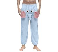 Mens Funny Elephant Lounge Pants Novelty Humorous 3D Cartoon Pajama Bottoms Flannel PJS Shorts Nightwear Loungewear Animal Themed Boxer Trousers Prank Gifts for Men Strange Pyjamas