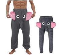 Mens Funny Elephant Pajama Trousers Jumbo Trunks with Large Ears and Nose Flannel Sleepwear and Nightwear Unisex Animal Themed Homewear Loungewear Novelty Loose Fit Pajama Pants for Couple Wear