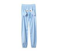 Mens Funny Elephant Pajama Trousers Jumbo Trunks with Large Ears and Nose Flannel Sleepwear and Nightwear Novelty Loose Fit Pajama Pants for Couple Wear Unisex Animal Themed Homewear Loungewear Blue
