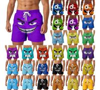 Men's Funny Face 3D Print Swimming Trunks Mens Swimming Shorts Quick-Drying Shorts Hawaii Surf Short Sports Trousers Elastic Waist Beach Short Loose Trousers Summer Trunk Beaches Swimsuit