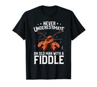 Mens Funny Fiddle Design - Old Man With A Fiddle T-Shirt