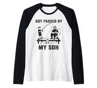 Mens Funny Fishing Dad Got Passed By My Son Vintage Humor Raglan Baseball Tee