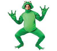 Mens Funny Frog Prince Cosplay Costume Halloween Novelty Adult Animal Cosplay Party Jumpsuit One Piece Outfits (Green, Large)
