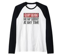 Mens Funny Grampy Warning Sign - May Nap Suddenly at Any Time Raglan Baseball Tee