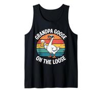 Mens Funny Grandpa Goose On The Loose Beer Lover Retro Tank Top