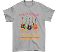 Mens Funny Guitar Player T Shirt Life is Full of Important Choices Guitars Gift Idea Short Sleeved Black 3XL