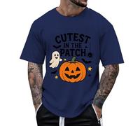 Men's Funny Halloween T-Shirt for Kids - Cutest Pumpkin In The Patch Top | Cute Shirt for Autumn Time, Style_l07 Navy, 3XL