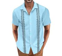 Men's Funny Hawaiian Shirts Short Sleeve Graphic Button Down Summer Caribbean Shirt Holiday Tropical Cruise Cuban Lapel Casual Party Beach Cruise Shirts 80S Shirt Bowling Flamingo Blue