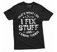 Men's Funny I fix Stuff T-Shirt Clothes Mechanic Engineer Garage Tee Shirt, Black, XXXXL