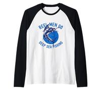 Mens Funny I Like Deep Sea Fishing, Fisherman, Dad, Father's Day Raglan Baseball Tee
