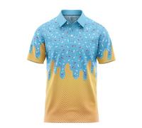 Men's Funny Ice Cream Golf Polo Shirt - Light Moisture Wicking Performance Casual Short Sleeve Relaxed Fit Quick Dry, Ice-001 Blue-vanilla, XL