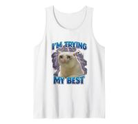 Mens Funny I'm Trying My Best Sad Cat Design Tank Top