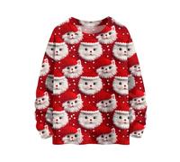 Men's Funny Printed Christmas Pullover Tops 2025 Men's Christmas Sweaters Loose Crewneck Long Sleeve Xmas Tree Sweatshirt Pullover Knitted Holiday Tops for Outdoor Holiday 333 Outfits (Hot Pink, L)