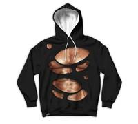 Men's Funny Printed Zipper Cardigan with Fleece Patchwork Sweatshirt, 4-black, XL