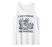 Mens Funny Raccoon Wizard Meme I Am a Conduit for Nonsense Humor Tank Top