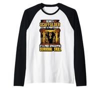 Mens Funny Scaffolder Post Apocalyptic Survival Skill Raglan Baseball Tee