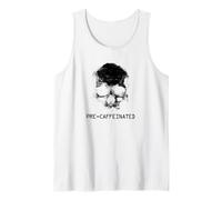 Mens Funny Skull Pre-Caffeinated Black Coffee Gothic Glitch Tank Top