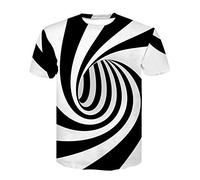 Men's Funny T-Shirt,3D Swirl Print Optical Illusion Hypnosis Tee Top, Unisex 3D Colorful Printed Round Neck Summer Tops Casual Short Sleeve T Shirts Novelty Wolf Head Print T-Shirt XXL