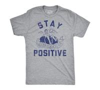 Mens Funny T Shirts Stay Positive Shark Attack Graphic Tee for Men, Light Heather Grey - Stay Positive Shark Attack, Large