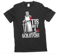 Men's Funny Tis but a Scratch Medieval Warrior Knight T-Shirt Funny Gift Sarcasm Sarcastic Tee Shirt, Black, Large