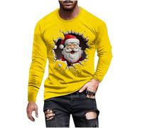 Men's Funny Xmas Sweatshirt Ugly Christmas Jumper Novelty Santa Claus Pullover Long Sleeves Sweater Crew Neck Jumper Christmas Sweatshir Comfortable Blouse Festive Santa Tops S-5XL Yellow