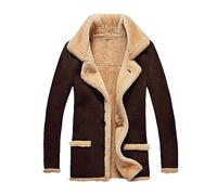 Mens Fur Lined Trench Coat| Mens Fur Collar Overcoat| Warm Windbreaker Outerwear| Winter Thick Overcoat| Turn-Down Collar Fuzzy Trench Coat| Fluffy Thicken Jacket| Warm Sherpa Lined Coats