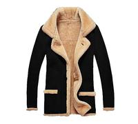 Mens Fur Lined Trench Coat| Mens Fur Collar Overcoat| Warm Windbreaker Outerwear| Winter Thick Overcoat| Turn-Down Collar Fuzzy Trench Coat| Fluffy Thicken Jacket| Warm Sherpa Lined Coats